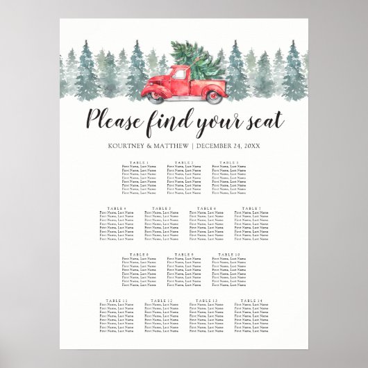 クリスマスレッドトラック14テーブル座席表 ポスター (正面)