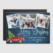 クリスマスレッドトラック3フォトホリデー磁気カード (正面/裏面)