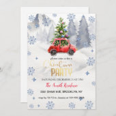 クリスマスレッドトラック、雪山 招待状 (正面/裏面)