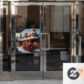 クリスマスレッドトレインウィンドウの愛着 ウィンドウサイン (オフィスドア)