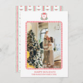 クリスマスレッドドアモノグラム写真グランドミレニアル シーズンカード (正面/裏面)