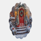 クリスマスレッドドアリースライト オーナメントカード (右)