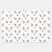 クリスマスレッドノーズのトナカイのパインベリー ラッピングペーパーシート (正面2)