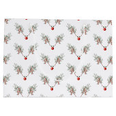 クリスマスレッドノーズのトナカイのパインベリー ラージペーパーバッグ (裏面)