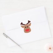 クリスマスレッドノーズのトナカイ ラウンドシール (封筒)