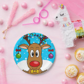 クリスマスレッドノーズトナカイ紙プレート ペーパープレート (パーティー)