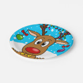 クリスマスレッドノーズトナカイ紙プレート ペーパープレート (アングル)