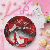 クリスマスレッドハイヒールホリデーパーティサンタハット ペーパープレート (パーティー)