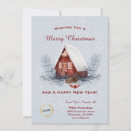 クリスマスレッドハウスビジネスロゴ シーズンカード