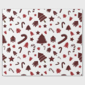 クリスマスレッドバッファロープレイド要素 ラッピングペーパー (フラット)