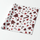 クリスマスレッドバッファロープレイド要素 ラッピングペーパー (アンロールド)