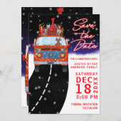 クリスマスレッドバントナカイプレゼントススノーイパーティー セーブザデート (正面/裏面)