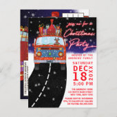 クリスマスレッドバントナカイプレゼントススノーイパーティー 案内ポストカード (正面/裏面)