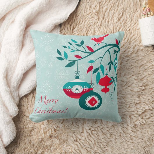クリスマスレッドバードとオーナメントアートデコスタイル クッション (ブランケット)