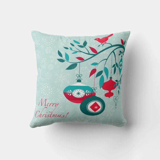 クリスマスレッドバードとオーナメントアートデコスタイル クッション (裏面)