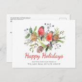 クリスマスレッドバードホリデー企業のグリーティング ポストカード (正面/裏面)