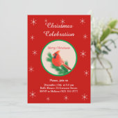 クリスマスレッドバード&スノーフレークパーティの招待状 招待状 (スタンド正面)