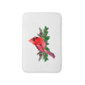クリスマスレッドバード(鳥)ショウジョウコウカンチョウ バスマット (正面縦)