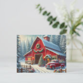 クリスマスレッドバーンとヴィンテージトラック葉書 ポストカード (スタンド正面)