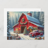 クリスマスレッドバーンとヴィンテージトラック葉書 ポストカード (正面/裏面)