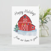 クリスマスレッドバーンカスタマイズ可能グリーティングカード (スタンド正面)