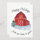 クリスマスレッドバーンカスタマイズ可能グリーティングカード (正面/裏面)