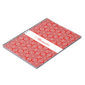 クリスマスレッドパターンスノーフレークパーソナライズされた ノートブック (左側)