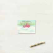 クリスマスレッドピックアップトラック後付きノートパッド ポストイット (デスク上)