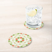 クリスマスレッドピンクグリーンスターパーティーお祝い ラウンドペーパーコースター (インサイチュ)