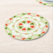 クリスマスレッドピンクグリーンスターパーティーお祝い ラウンドペーパーコースター (アングル)