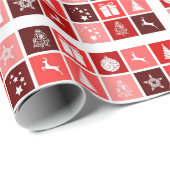 クリスマスレッドピンクツリーサンタスターオーナメント ラッピングペーパー (ロールコーナー)