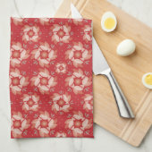 クリスマスレッドピース鳩 キッチンタオル (四つ折り)