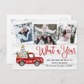 クリスマスレッドファームトラックの写真 ポストカード (正面/裏面)