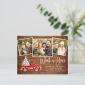 クリスマスレッドファームトラックの写真 ポストカード (スタンド正面)