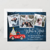 クリスマスレッドファームトラックの写真 ポストカード (正面/裏面)