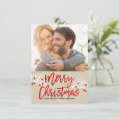 クリスマスレッドフォイルモダンスクリプトブランチ写真 シーズンカード (スタンド正面)