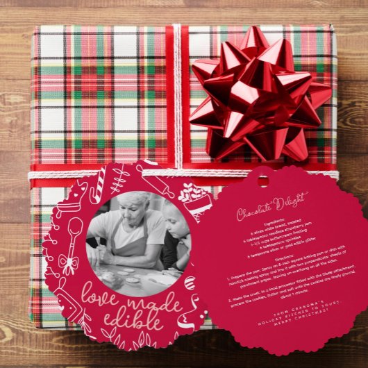 クリスマスレッドフォトホリデーベーキングオーナメントカード オーナメントカード