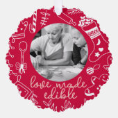 クリスマスレッドフォトホリデーベーキングオーナメントカード オーナメントカード (正面)