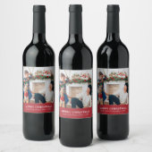 クリスマスレッドフォトワインラベル ワインラベル (ボトル)