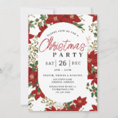 クリスマスレッドフラワーズホリデーパーティー招待状 招待状 (正面)