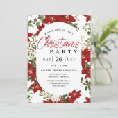 クリスマスレッドフラワーズホリデーパーティー招待状 招待状 (スタンド正面)