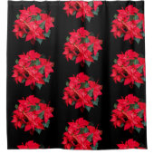 クリスマスレッドフラワーホリデー シャワーカーテン (正面)