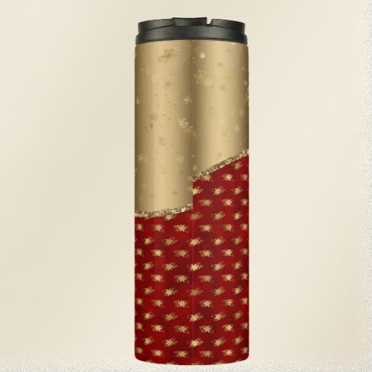 クリスマスレッドフローラルパターン(金ゴールドリボン付き) タンブラー