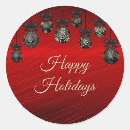 クリスマスレッドブラックエレガントホリデーズウィンター ラウンドシール