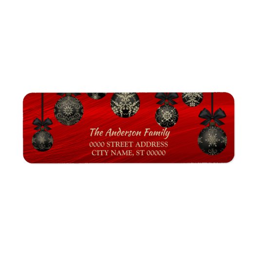 クリスマスレッドブラックエレガントホリデーズウィンター ラベル (正面)