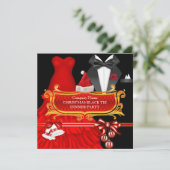 クリスマスレッドブラックタイディナー企業のパーティー 招待状 (スタンド正面)