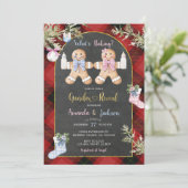 クリスマスレッドブラックプレイドクッキージェンダーの表示 招待状 (スタンド正面)