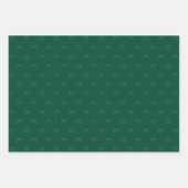 クリスマスレッドブルゴーニュ緑のリボン&ボーズホリデー ラッピングペーパーシート (正面2)