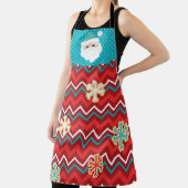 クリスマスレッドブルー白ストライプ&サンタ エプロン (インサイチュ)