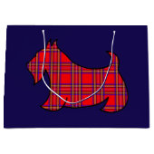 クリスマスレッドプレイドスコティッシュテリア抱き枕 ラージペーパーバッグ (正面)